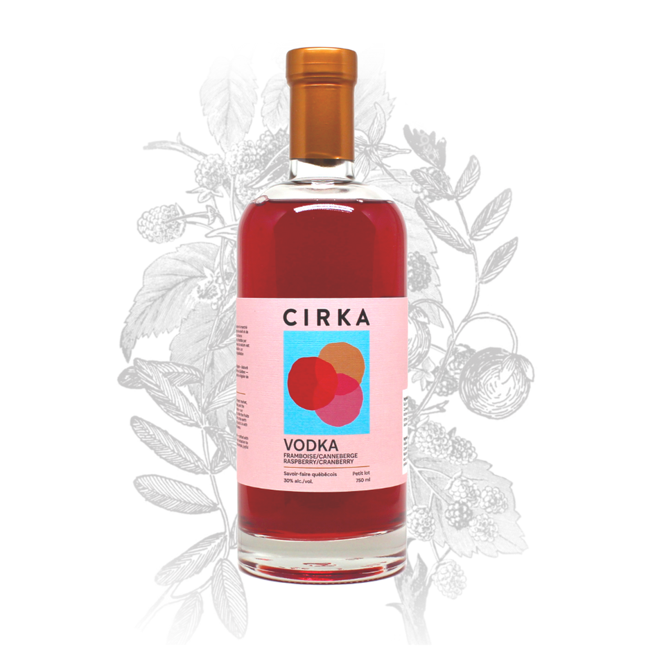 Raspberry Cranberry Vodka | Quebec berries vodka | CIRKA Distilleries